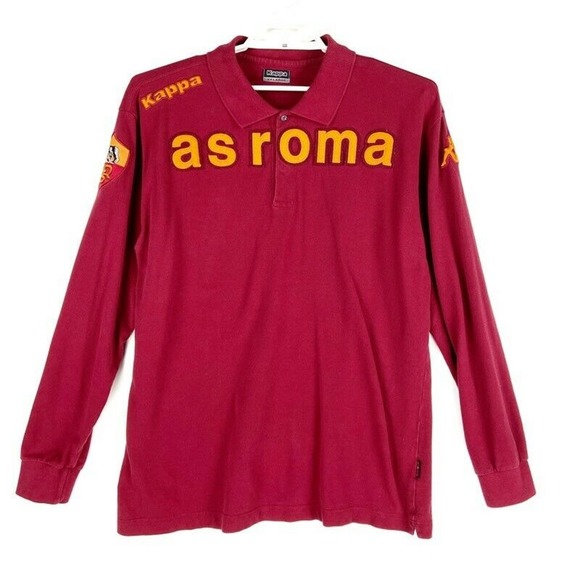 AS Roma Kappa Polo Shirt Red Yellow Long  XXL - Picture 1 of 6